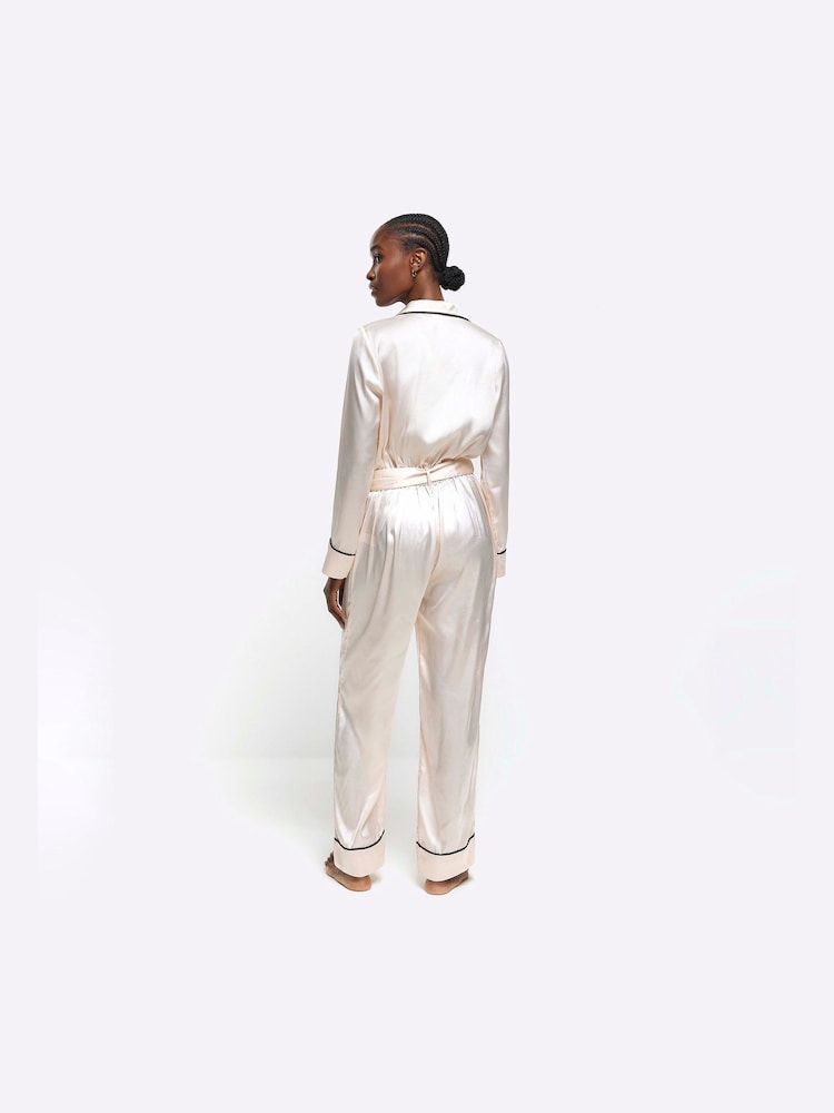 River Island Pink Satin Pyjamas Jumpsuit - Image 2 of 4