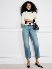 River Island Blue High Rise Slim Straight Non-Stretch Jeans - Image 1 of 5