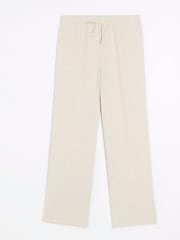 River Island Brown Beige Diamante Wide Leg Cosy Trousers - Image 4 of 4