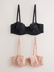 Black/Praline Nude Lace Non Pad Strapless Multiway Bras 2 Pack - Image 9 of 14