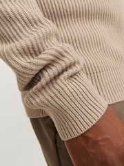 JACK & JONES Natural Quarter Zip Ribbed Knitted Jumper - Image 4 of 4