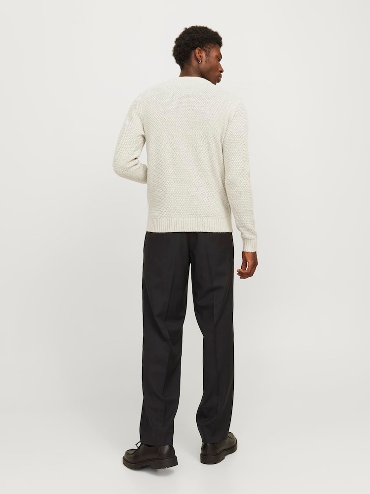 JACK & JONES White Cable Knit Crew Neck Jumper - Image 2 of 5