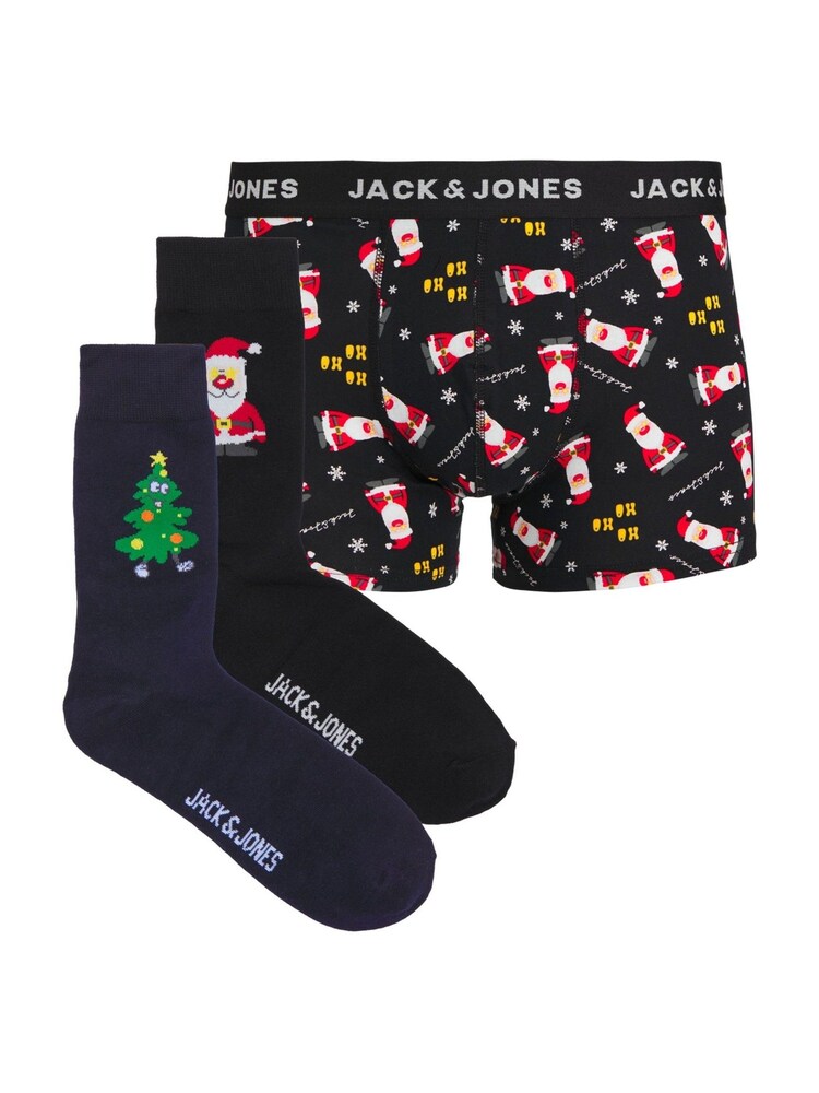 JACK & JONES Black Christmas Socks And Boxers Gift Set - Image 1 of 1