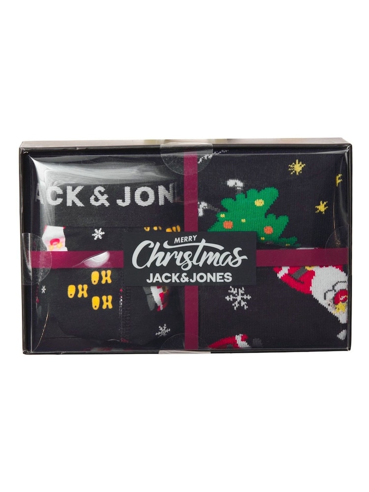 JACK & JONES Black Christmas Socks And Boxers Gift Set - Image 4 of 6