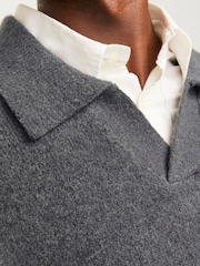 JACK & JONES Grey Long Sleeve Polo Knitted Jumper - Image 4 of 5