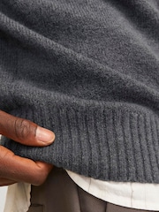 JACK & JONES Grey Long Sleeve Polo Knitted Jumper - Image 5 of 5