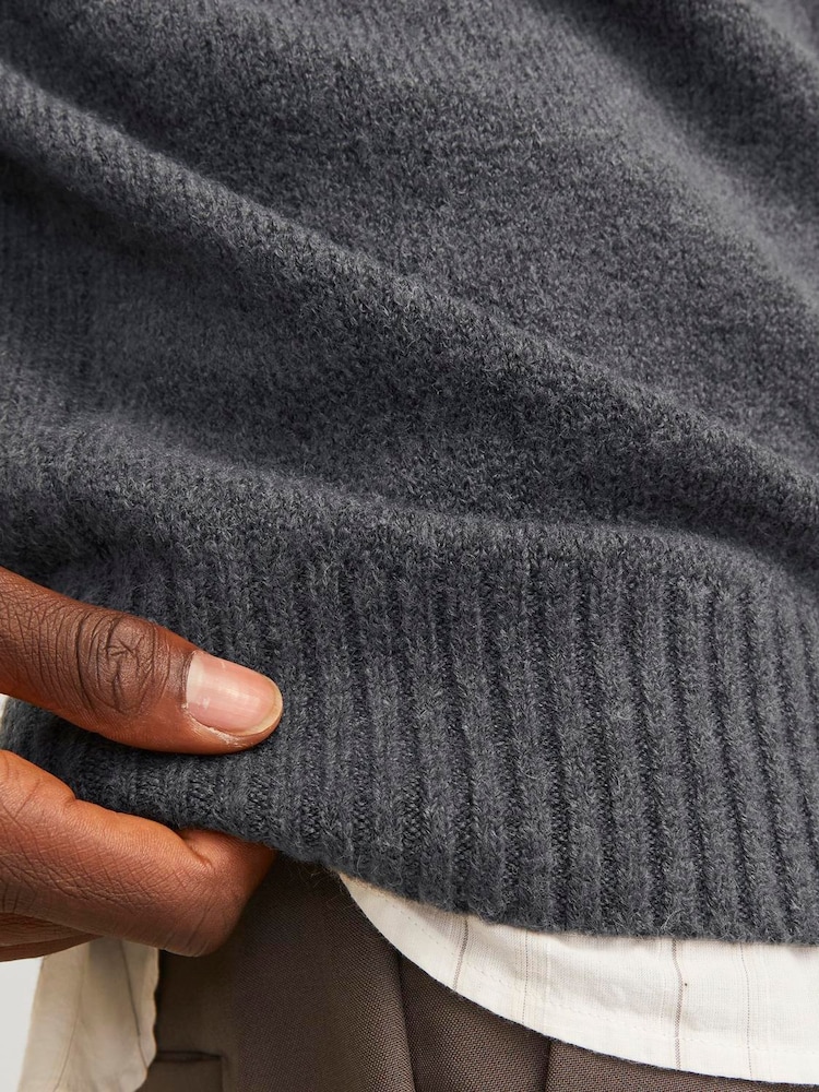 JACK & JONES Grey Long Sleeve Polo Knitted Jumper - Image 5 of 5