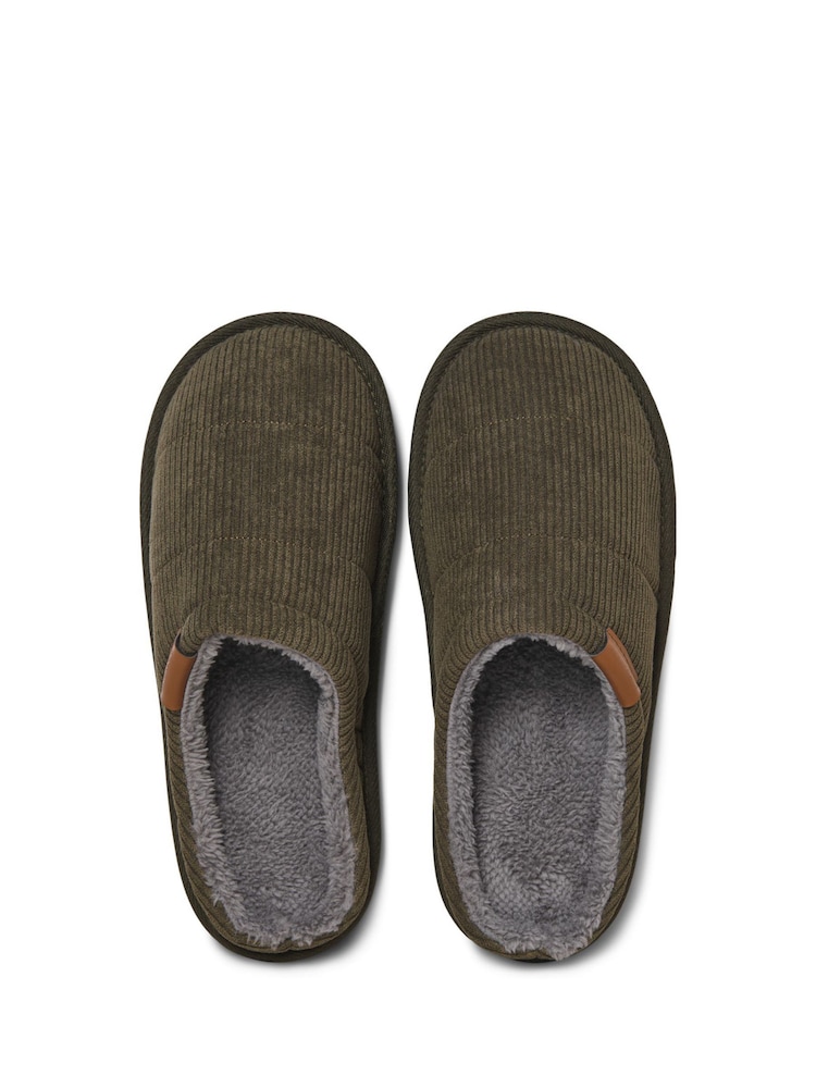 JACK & JONES Green Corduroy Mule Slippers - Image 3 of 4