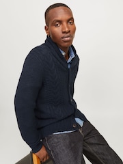Sininen - Jack & Jones Cable Knit huivikaulus Neuletakki - Kuva 5 / 7