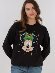 Brands In Black Disney Minnie Mouse Happy Christmas Women Sweatshirt - Image 1 of 5