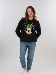 Brands In Black Disney Minnie Mouse Happy Christmas Women Sweatshirt - Image 2 of 5