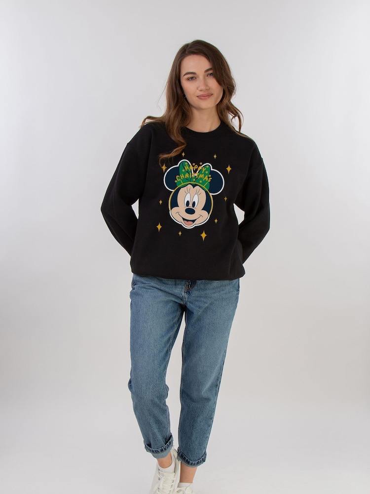 Brands In Black Disney Minnie Mouse Happy Christmas Women Sweatshirt - Image 2 of 5