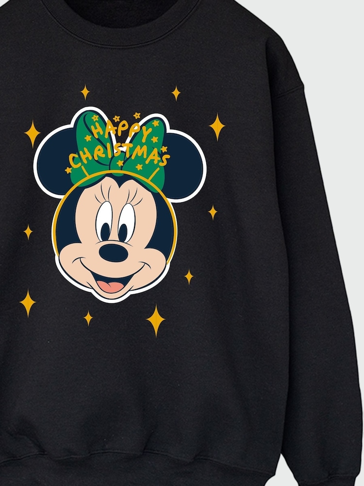 Brands In Black Disney Minnie Mouse Happy Christmas Women Sweatshirt - Image 5 of 5