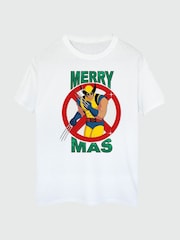 Brands In White Mens Marvel X-Men Merry Christmas 100% Cotton T-Shirt - Image 3 of 4