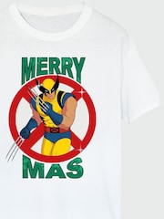 Brands In White Mens Marvel X-Men Merry Christmas 100% Cotton T-Shirt - Image 4 of 4
