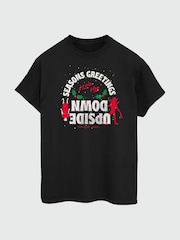 Brands In Black 100% Cotton Netflix Stranger Things Upside Down Christmas Mens T-Shirt - Image 3 of 4