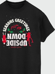 Brands In Black 100% Cotton Netflix Stranger Things Upside Down Christmas Mens T-Shirt - Image 4 of 4