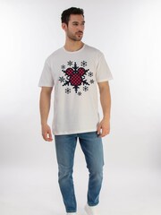 Brands In White Mens Christmas Disney Mickey Mouse Gingham Snowflake 100% Cotton T-Shirt - Image 2 of 4