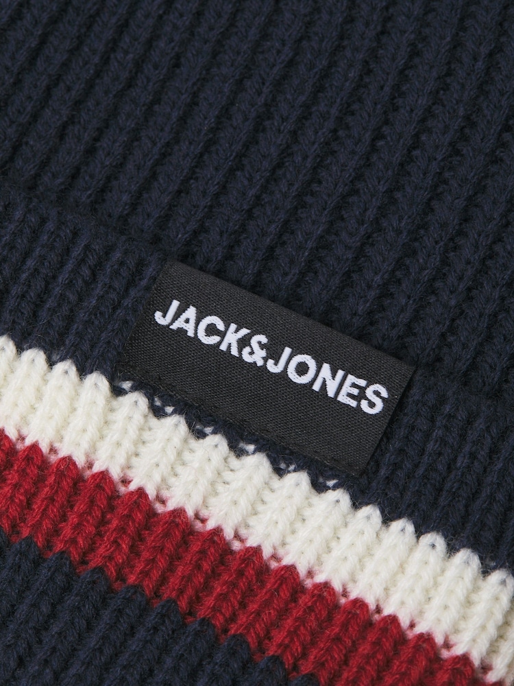 JACK & JONES Blue Hat And Gloves Gift Set - Image 6 of 6