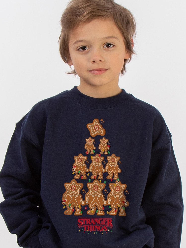 Brands In Blue Boys Netflix Stranger Things Christmas Gingerbread Sweatshirt - Image 1 of 4