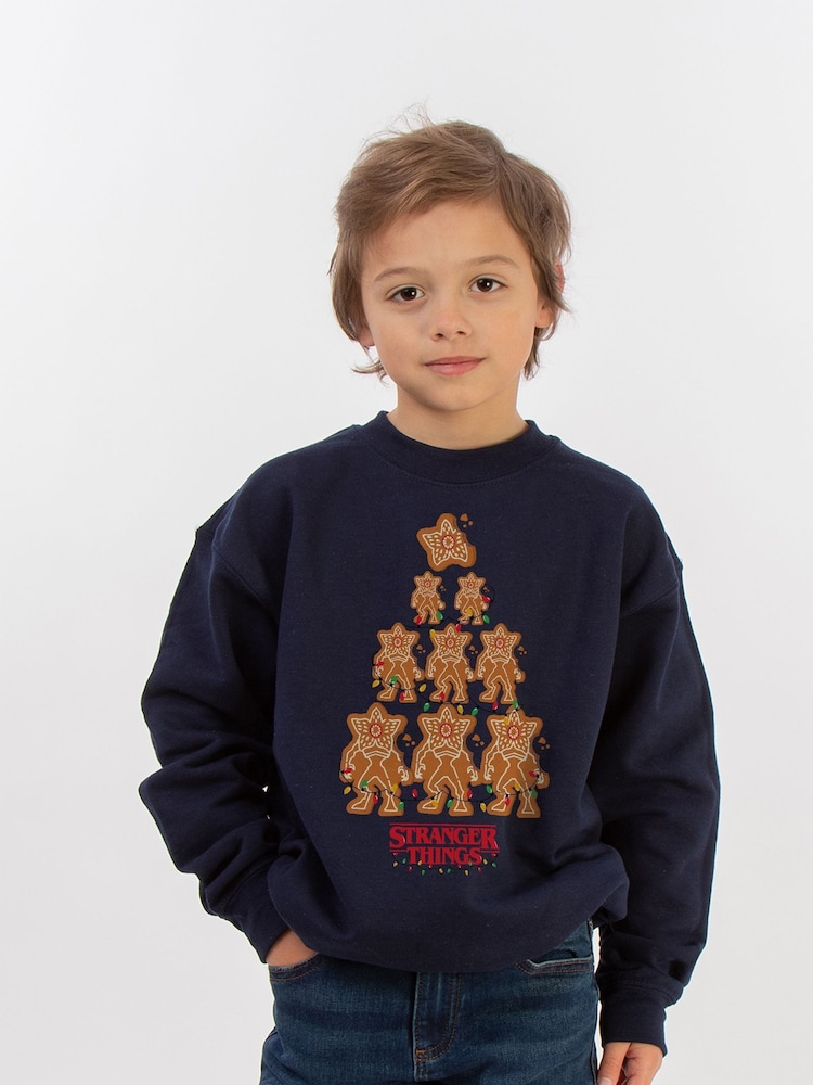 Brands In Blue Boys Netflix Stranger Things Christmas Gingerbread Sweatshirt - Image 2 of 4