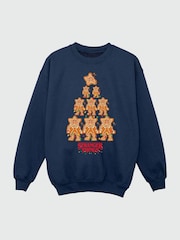 Brands In Blue Boys Netflix Stranger Things Christmas Gingerbread Sweatshirt - Image 3 of 4
