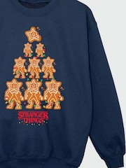 Brands In Blue Boys Netflix Stranger Things Christmas Gingerbread Sweatshirt - Image 4 of 4