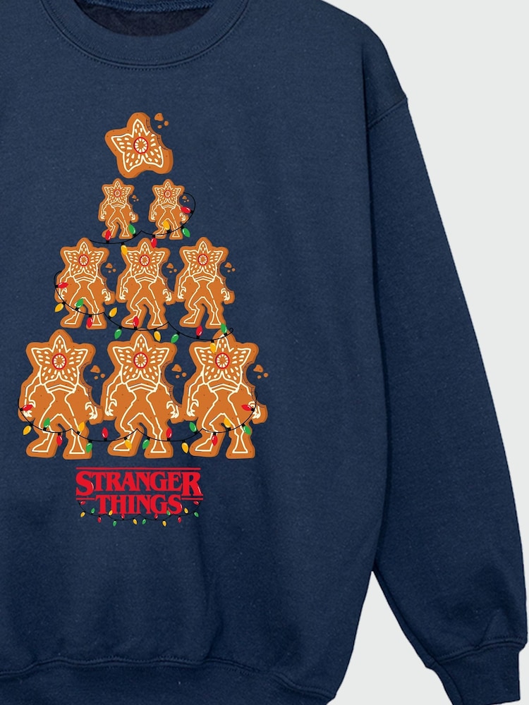 Brands In Blue Boys Netflix Stranger Things Christmas Gingerbread Sweatshirt - Image 4 of 4