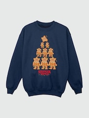 Brands In Blue Boys Netflix Stranger Things Christmas Gingerbread Sweatshirt - Image 5 of 6
