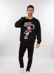 Brands In Black Men Looney Tunes Bugs Bunny Merry Christmas Sweatshirt - Image 2 of 4