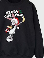 Brands In Black Men Looney Tunes Bugs Bunny Merry Christmas Sweatshirt - Image 4 of 4