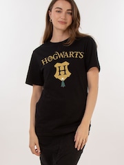 Brands In Black 100% Cotton Boyfriend Fit Harry Potter Hogwarts Womens T-Shirt - Image 1 of 4