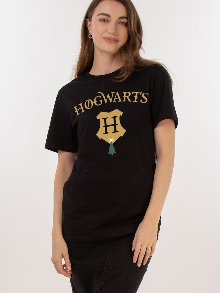 Brands In Black 100% Cotton Boyfriend Fit Harry Potter Hogwarts Womens T-Shirt - Image 1 of 4