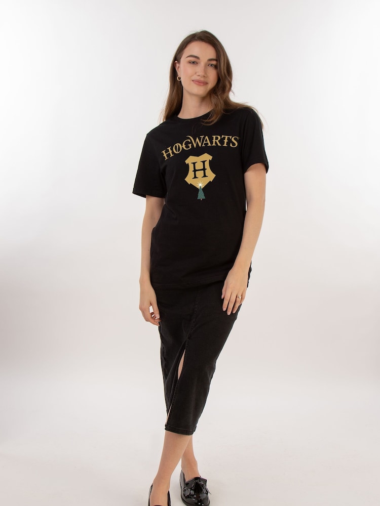 Brands In Black 100% Cotton Boyfriend Fit Harry Potter Hogwarts Womens T-Shirt - Image 2 of 4