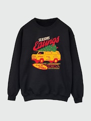 Brands In Black Men Netflix Stranger Things Seasons Eatings Christmas Sweatshirt - Image 3 of 4