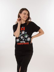 Brands In Black 100% Cotton Boyfriend Fit Disney Mickey & Friends Christmas Tree Womens T-Shirt - Image 2 of 4