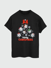Brands In Black 100% Cotton Boyfriend Fit Disney Mickey & Friends Christmas Tree Womens T-Shirt - Image 3 of 4