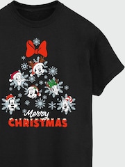 Brands In Black 100% Cotton Boyfriend Fit Disney Mickey & Friends Christmas Tree Womens T-Shirt - Image 4 of 4