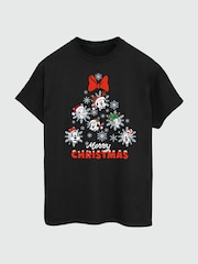 Brands In Black 100% Cotton Boyfriend Fit Disney Mickey & Friends Christmas Tree Womens T-Shirt - Image 3 of 6