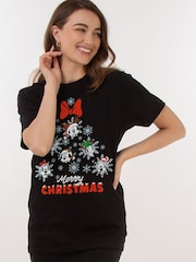 Brands In Black 100% Cotton Boyfriend Fit Disney Mickey & Friends Christmas Tree Womens T-Shirt - Image 5 of 6