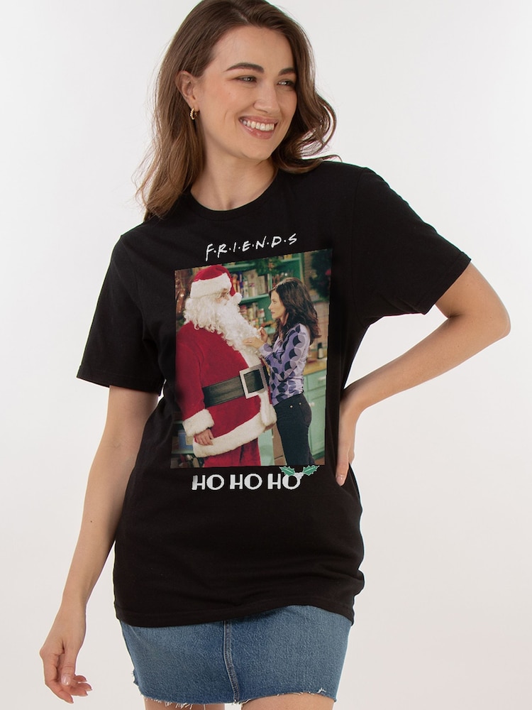 Brands In Black 100% Cotton Boyfriend Fit Friends Ho Ho Ho Womens T-Shirt - Image 1 of 4 Brands In Black 100% Cotton Boyfriend Fit Friends Ho Ho Ho Womens T-Shirt - Image 1 of 4