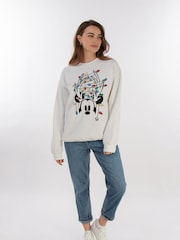 Brands In White Women Disney Mickey Mouse Christmas Lights Sweatshirt - Image 2 of 4