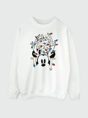 Brands In White Women Disney Mickey Mouse Christmas Lights Sweatshirt - Image 3 of 4