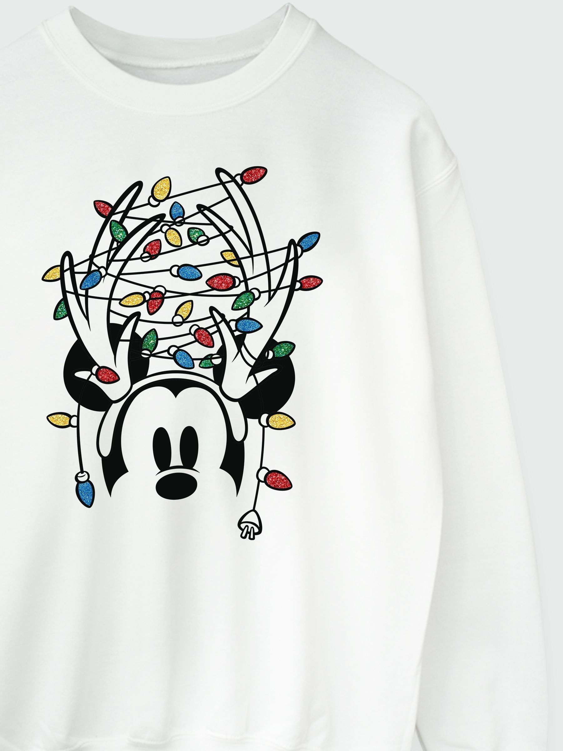 Buy Brands In White Women Disney Mickey Mouse Christmas Lights Sweatshirt from the Next UK online shop