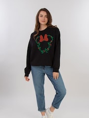 Brands In Black Women Disney Minnie Mouse Christmas Wreath Sweatshirt - Image 2 of 4