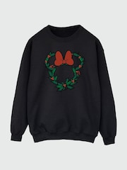 Brands In Black Women Disney Minnie Mouse Christmas Wreath Sweatshirt - Image 3 of 4