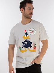 Brands In White Boys Looney Tunes Daffy Duck Naughty Or Nice 100% Cotton Christmas T-Shirt - Image 1 of 4