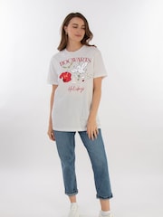 Brands In White Women Boyfriend Fit Harry Potter Hogwarts Christmas 100% Cotton T-Shirt - Image 2 of 4