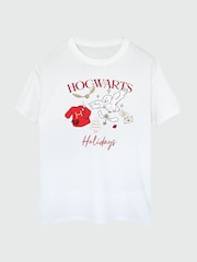 Brands In White Women Boyfriend Fit Harry Potter Hogwarts Christmas 100% Cotton T-Shirt - Image 3 of 4