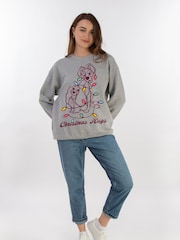 Brands In Grey Women Disney Lady & The Tramp Christmas Hugs Heather Sweatshirt - Image 2 of 4